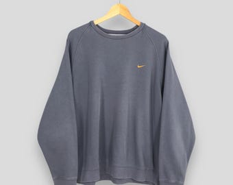 Vintage Y2K Nike Swoosh grau Sweatshirt XLarge Nike Swoosh besticktes Logo Rundhalsausschnitt Nike Oversized Pullover Nike Sportswear Pullover Größe XL
