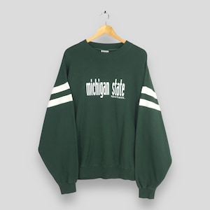 Vintage Michigan State Spartans Sweatshirt 2XLarge Michigan State Spell Out Embroidered Crewneck MSU Michigan University Apparel Sweater 2XL