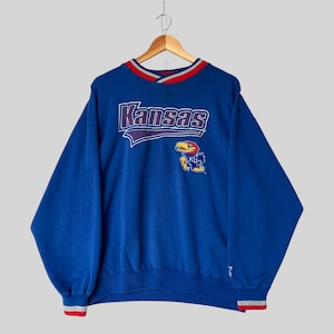 Vintage KU Kansas State University Blue Sweatshirt Large KU Kansas Jayhawks Embroidered Logo Jumper Kansas Jayhawks Football NCAA Sweater L