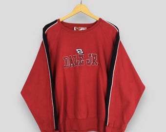 Vintage Nascar Dale Earnhardt Jr. Red Sweatshirt Large Nascar Budweiser Racing Car #8 Dale Jr Black In Red Jumper Nascar Racing Sweater L