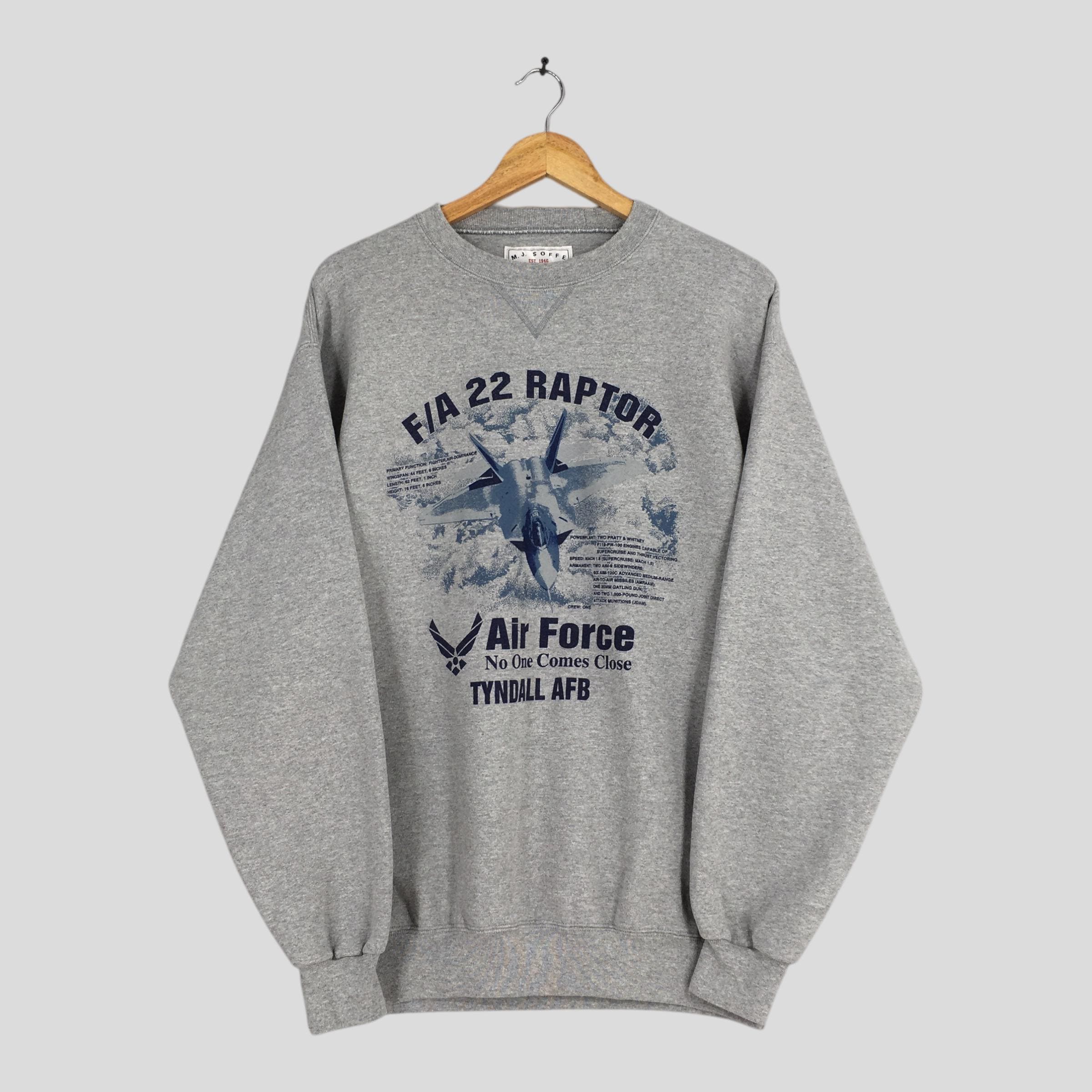 Sweter Raptor Vintage Air Force Military Gray Sweatshirt Large Usafa F/A 22 Raptor ...