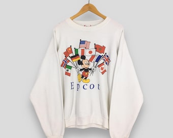 Vintage jaren 90 Walt Disney Epcot themapark sweatshirt XL grote Mickey Mouse Disney karakter trui Disneyland souvenir trui trui maat XL