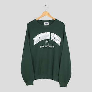 Vintage Michigan State Spartans NCAA Sweatshirt XLarge Michigan Spartans Printed Logo Crewneck Msu Michigan State University Sweater Size XL