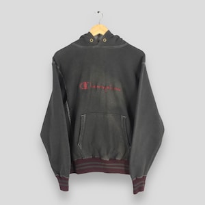 Vintage Champion Reverse Weave Black Hoodie Sweatshirt Large Classic Champion Usa Script Logo Embroidered Pullover Champion Sweater Size L