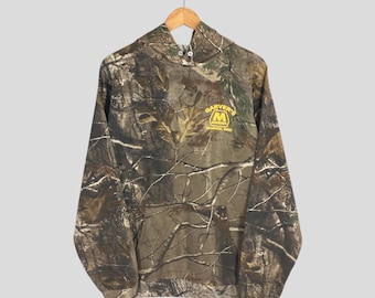 Vintage Y2K Russell Mossy Oak Hoodie Sweatshirt Large Camouflage Real Tree Hunting Crewneck Jumper Nature Mossy Oak Forest Sweater Size L