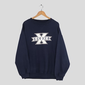 Vintage Xavier Universität Blau Sweatshirt XLarge Xavier Musketeers Stickerei Logo Rundhalsausschnitt Xavier Musketeers Pullover Größe XL