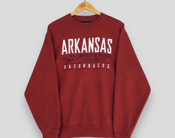 Vintage Arkansas Razorbacks NCAA Sweatshirt Medium Arkansas Razorbacks Printed Spell Out Logo Crewneck University Of Arkansas Sweater Size M