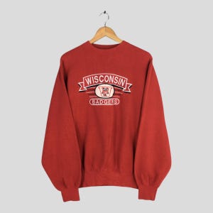 Vintage Wisconsin Badgers Sweatshirt Large University of Wisconsin Crewneck Wisconsin Badgers Football Embroidered Sweater Uw Madison Size L