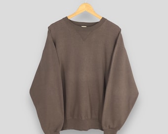 Vintage 90s Russell Athletic Brown Plain Sweatshirt XLarge Russell Athletic Yellow Crewneck Sportswear Jumper Russell Blanks Sweater Size XL