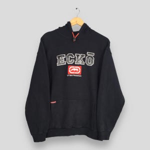 Vintage Ecko Function Black Hoodie Sweatshirt Medium 90s Ecko Unlimited Embroidery Pullover Ecko Jeans Jumper Marc Ecko Rhino Sweater Size M