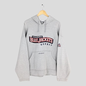Vintage Columbus Blue Jackets Hoodie Sweatshirt 2XLarge CCM Blue Jackets Hockey Embroidery Crewneck Blue Jacket Hockeys NHL Sweater Size 2XL
