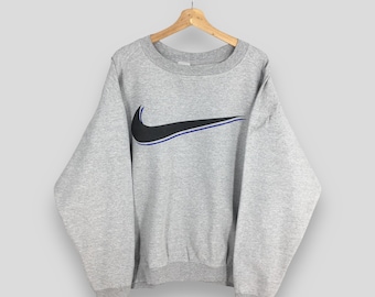 Vintage Y2K Nike Swoosh Sweatshirt 2XLarge Nike Logo Gedruckt Rundhalsausschnitt Nike Sportswear Pullover Nike Just Do It Pullover Baggy