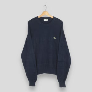 Vintage 90s Chemise Lacoste Blue Sweatshirts Medium La Chemise Lacoste Embroidery Logo Jumper Lacoste Sportswear 3D Weave Knitwear Size M