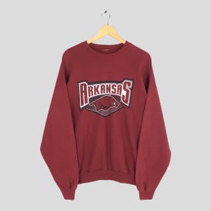 Vintage 90s Arkansas Razorbacks NCAA Sweatshirt XLarge Arkansas Razorbacks Printed Crewneck University Of Arkansas Apparel Sweater Size XL