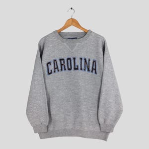 Vintage UNC North Carolina University Sweatshirt Large Carolina Embroidery Spell Out Crewneck Carolina Tar Heels Sweater Carolina Jumper L