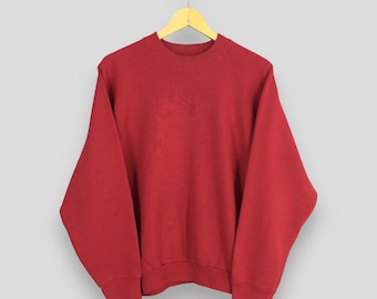 Vintage 90s Fruit Of The Loom Plain Sweatshirt Jumper XLarge Sportswear FOTL Pullover Red Chili Pullover Minimalist Boxy Sweater Jumper XL