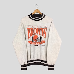 Vintage 90s Cleveland Browns NFL Gray Sweatshirt Large Cleveland Browns Printed Crewneck Cleveland Browns Dawg Pound Football Sweater Size L