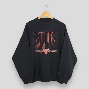 Vintage 90s Chicago Bulls NBA Black Sweatshirt XLarge National Basketball Jordan Bulls Pullover Bulls Printed Sweater Chicago Jumper Size XL