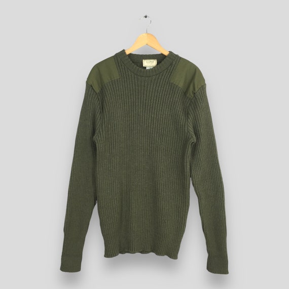 Vintage 80s LL Bean Dark Green Merino Wool Commando Sweater Xlarge