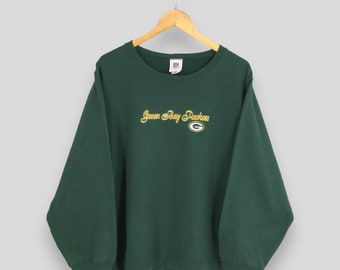 Vintage Green Bay Packers Football NFL Sweatshirt 2XLarge Packer American Football Jumper Green Bay Packers Embroidery Oversized Sweater XXL