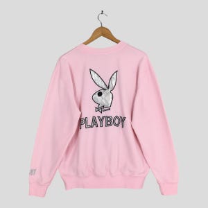 Vintage Playboy Bunny Pink Medium Sweatshirt Streetwear Playboy Jumper Playboy Big Logo Embroidered Pullover Playboy Women Sweater Size M