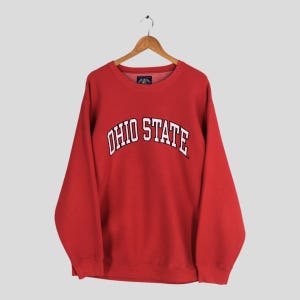 Vintage Ohio State University Red Sweatshirt 2XLarge Ohio State Embroidered Spell Out Jumper OSU Ohio State Buckeyes Football Sweater 2XL