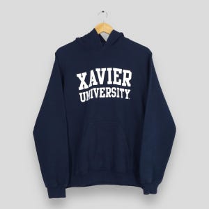 Vintage Xavier Universität Hoodie Pullover Medium Xavier Musketeers Cincinnati Universität Sweatshirt Xavier Universität Spell Out Pullover M