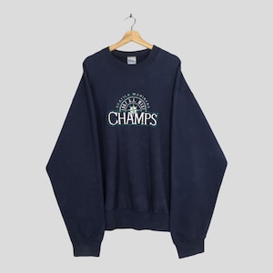 Vintage Seattle Mariners MLB Blue Sweatshirt XLarge Seattle Mariners Embroidery Crewneck Seattle Marines Major Baseball Team Sweater Size XL
