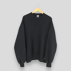 Vintage 90s Russell Athletic Plain Black Sweatshirt XLarge Russell Athletic Sportswear Crewneck Russell Athletic Minimalist Sweater Size XL