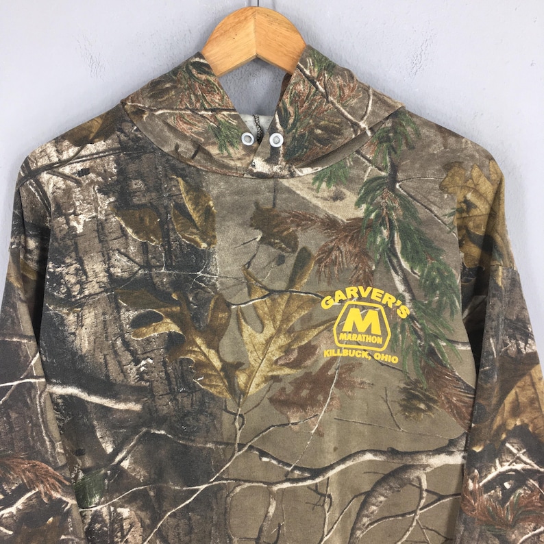 Vintage Y2K Russell Mossy Oak Hoodie Sweatshirt Large Camouflage Real Tree Hunting Crewneck Jumper Nature Mossy Oak Forest Sweater Size L image 2