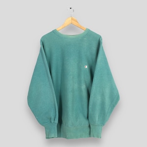 Vintage Champion Reverse Weave Green Crewneck Sweatshirt XL 1980s Champion Usa Embroidery Logo Pullover Champion Sportswear Sweater Size XL