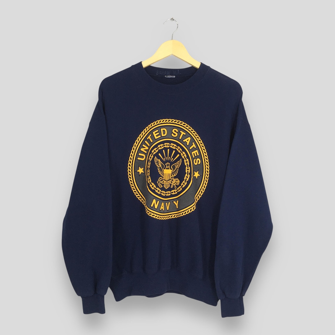 トップス Vintage navy embroidered sweatshirt Vintage United States Navy Blue Sweatshirt Large Navy Usn