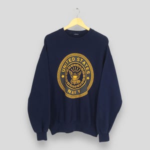 Vintage United States Navy Blue Sweatshirt Large Navy Usn Logo Printed Crewneck Military Us Navy Sweater OCS Navy University Crewneck Size L