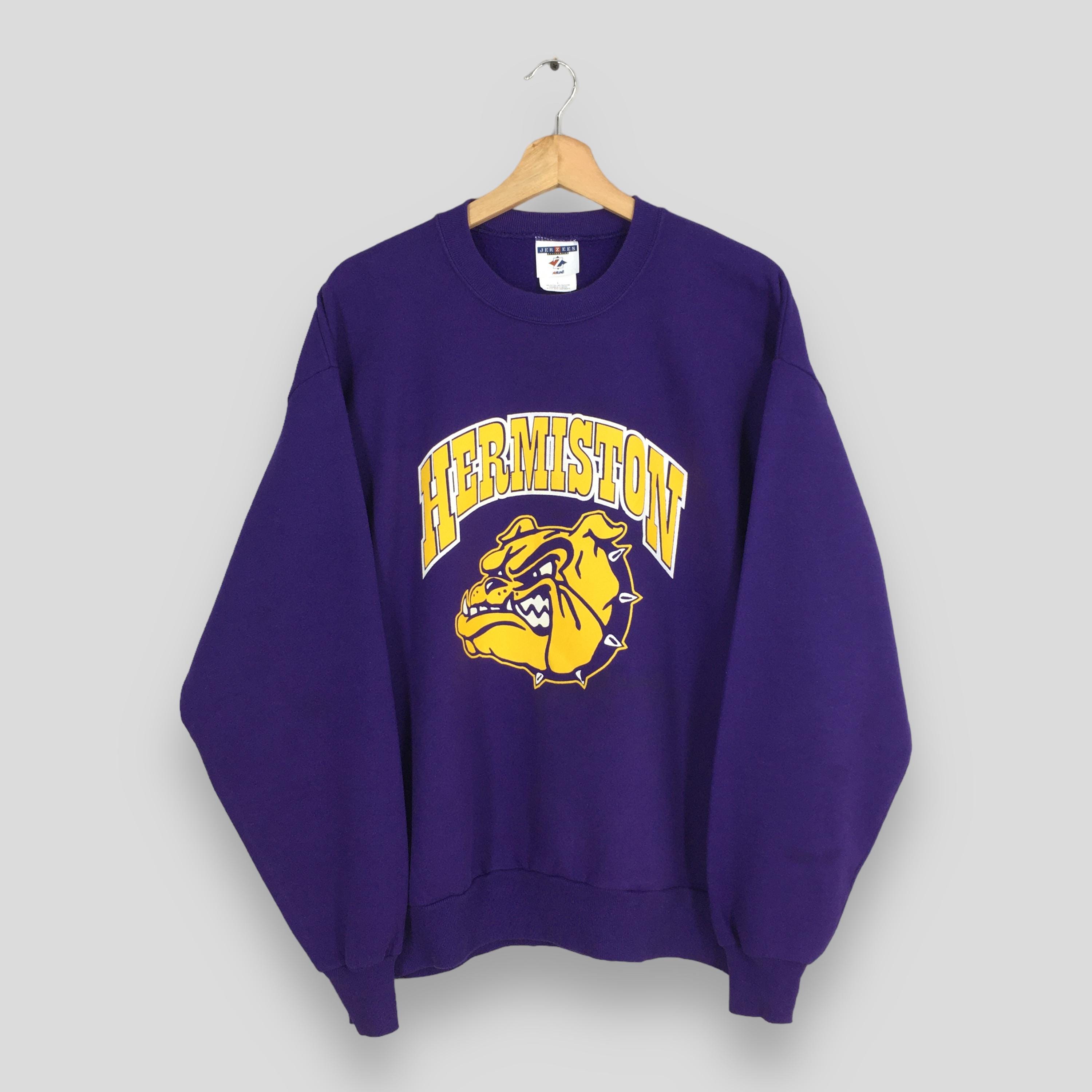 Vintage Hermiston High School Purple Sweatshirt Large Hermiston Bulldogs Logo Printed Crewneck Hermiston Bulldogs Athletic Pullover Size L