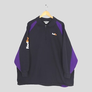 Vintage FedEx Corporation Black Sweatshirt 3XLarge FedEx Half Zipper FedEx Express Jumper Pullover Federal Express Delivery Sweater Size 3XL