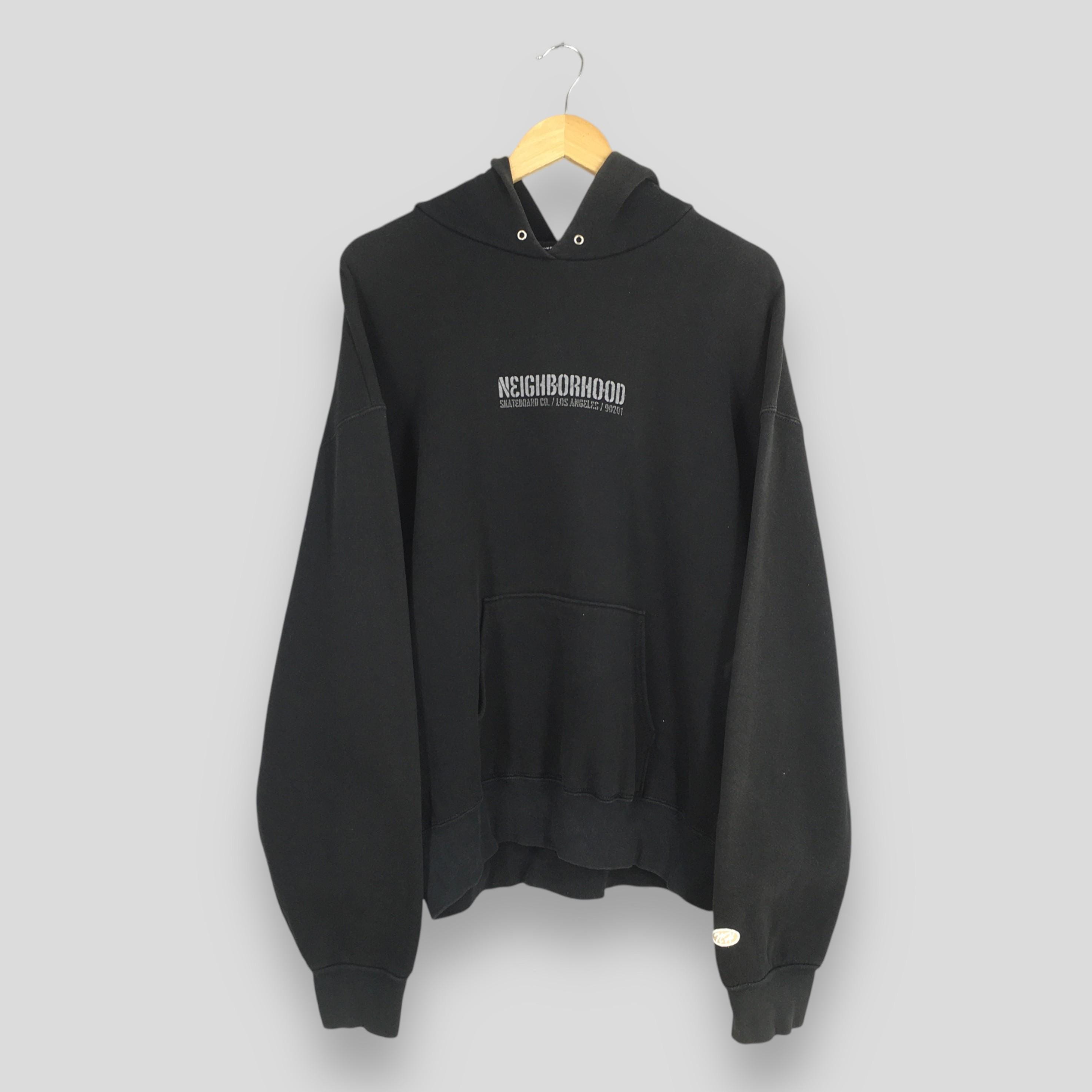 Neighborhood, Vintage 90s Neighborhood Japan Black Hoodie Sweatshirt Large Neighborhood Skateboard Pullover Neighborhood NY New York Logo Jumper Size L