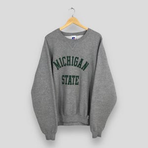 Vintage MSU Michigan State Sweatshirt XLarge Michigan State University Spell Out Crewneck Michigan Spartans Ncaa Jumper MSU Sweater Size XL