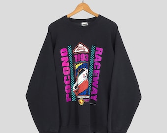 Vintage 1993 Nascar Pocono Raceway Black Sweatshirt XLarge Pocono Daytona International Racing Track Jumper Nascar Racing Car Sweater XL