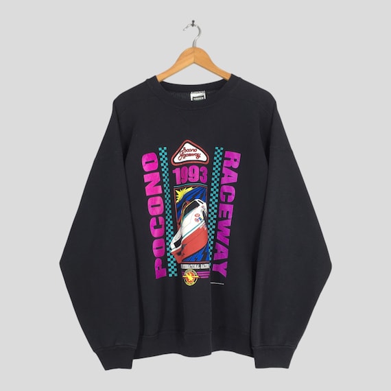 Vintage 1993 Nascar Pocono Raceway Black Sweatshirt XLarge Pocono Daytona International Racing Track Jumper Nascar Racing Car Sweater XL