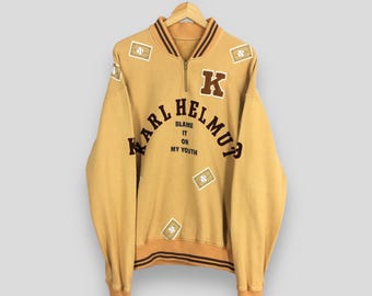 Vintage Karl Helmut Half Zipper Sweater Large Karl Helmut Pachtwork Design Streetwear Pullover Japanese Designer Cotton Sweatshirt Size L