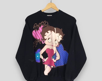 Vintage 90s Betty Boop Black Sweatshirt Medium Betty Boop Love Sexy Printed Crewneck Fleischer Studios Jumper Betty Boop Cartoon Sweater M