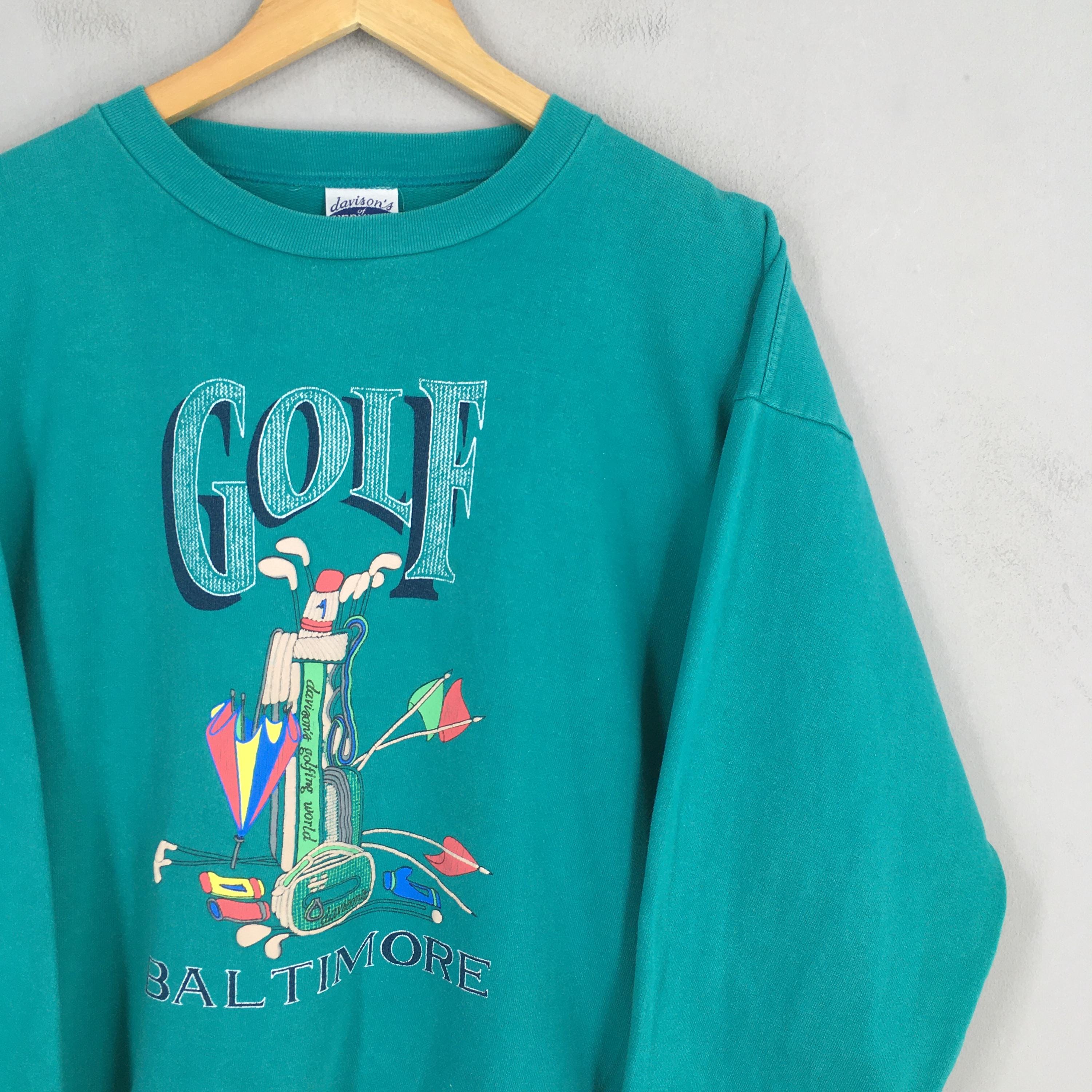NEW VINTAGE GOLF 18番 Sweat Crew Shirt Vintage Golf Baltimore Green Sweatshirt Large Golf Country