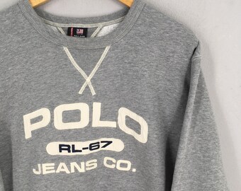 \"90s ラルフローレン\" crewneck sweatshirt 7f グレー Vintage Ralph Lauren Flatiron Full Print Crewneck Sweatshirt