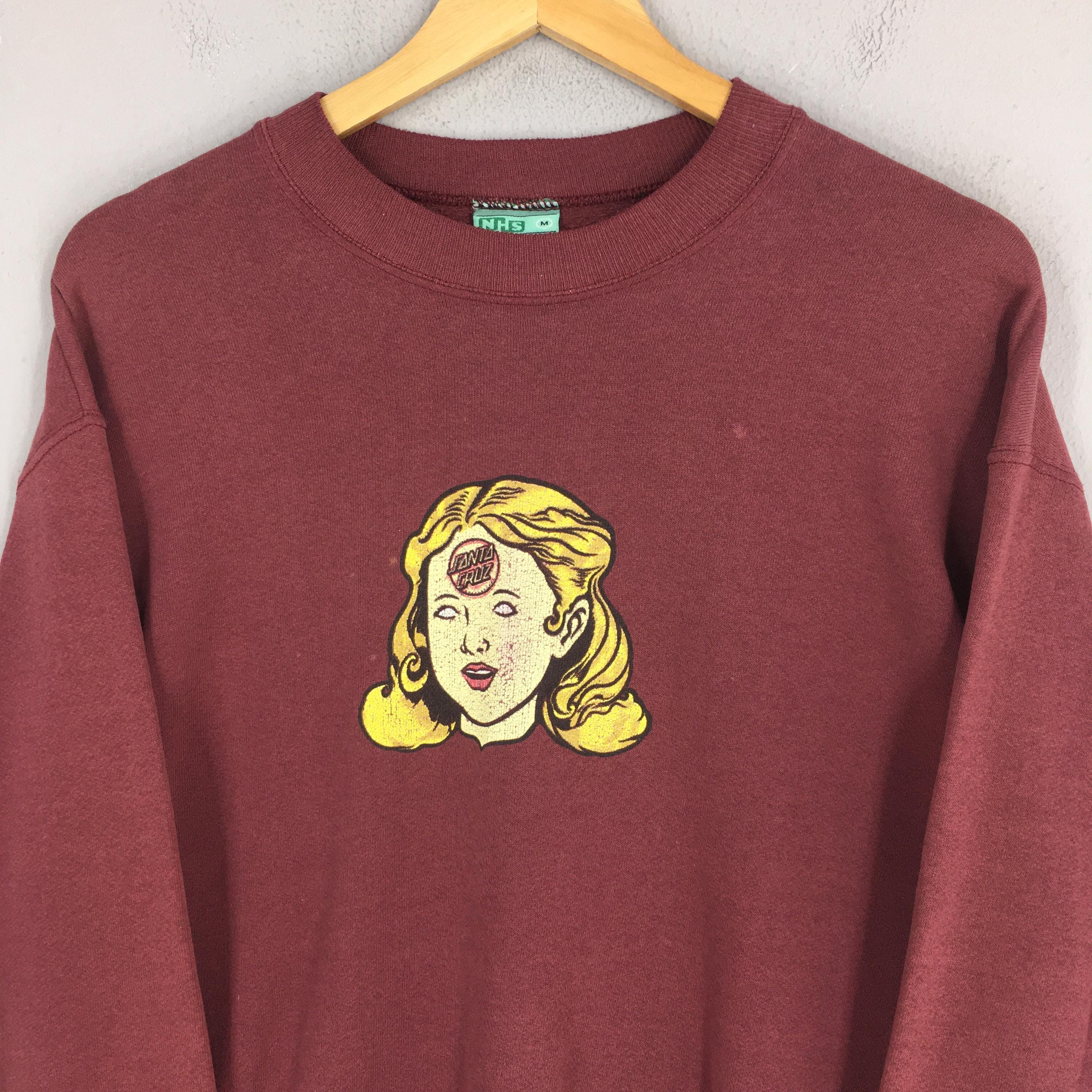 Vintage 90s Santa Cruz Nhz Skateboards Red Sweatshirt Medium Santa