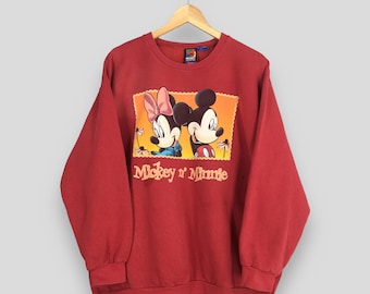 Vintage 90s Mickey And Minnie Mouse Printed Sweatshirt XLarge Walt Disney Sweater Mickey Minnie Mouse Disneyland Apparel Oversized Jumper XL