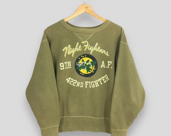 Vintage 90's Buzz Rickson Japan Sweatshirt Medium Buzz Rickson Sportswear 422nd Fighter Crewneck Buzz Rickson Night Fighter Sweater Size M