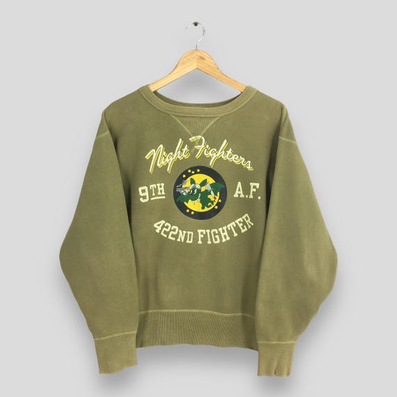 Buzz Rickson's, Vintage 90's Buzz Rickson Japan Sweatshirt Medium Buzz Rickson Sportswear 422nd Fighter Crewneck Buzz Rickson Night Fighter Sweater Size M