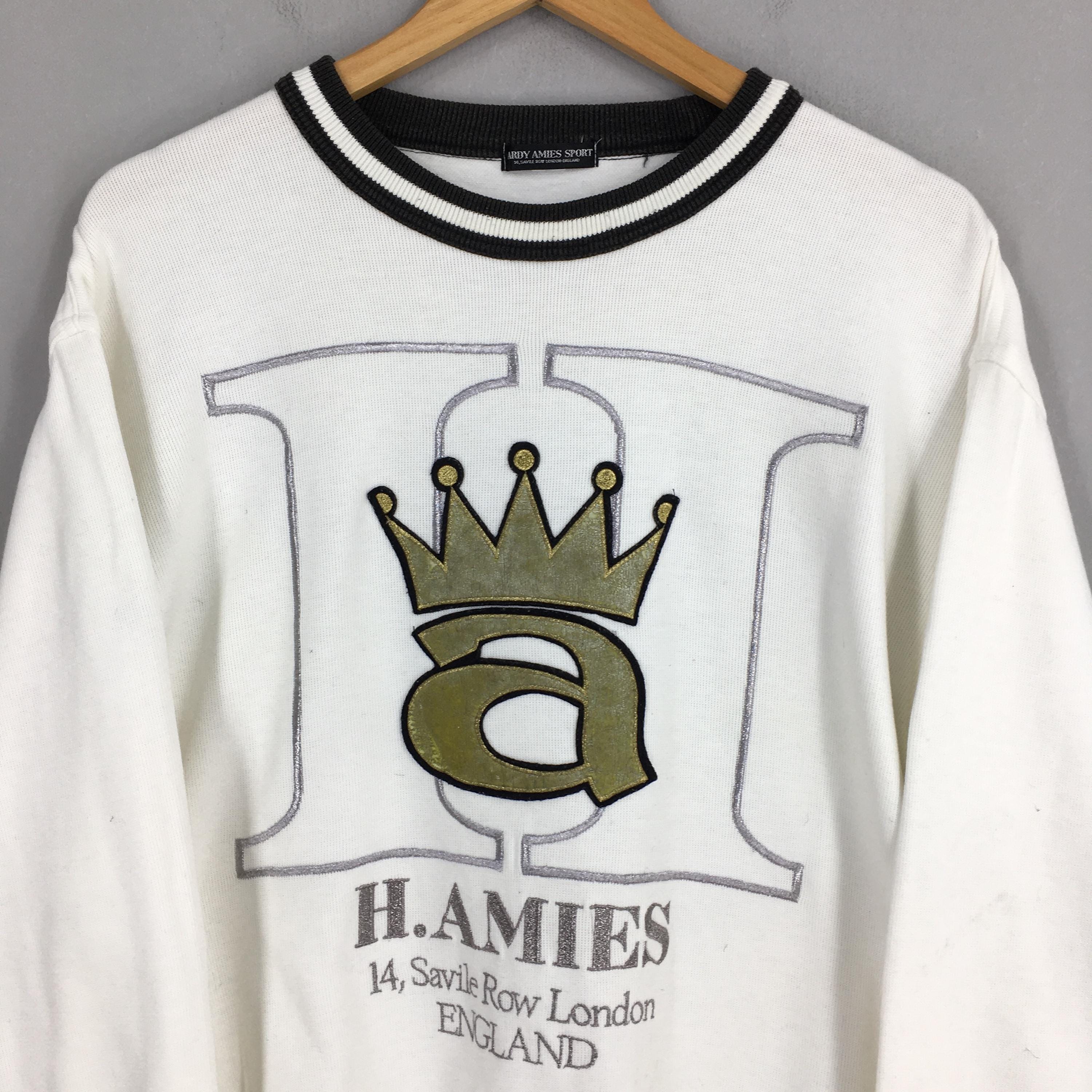 Vintage 90s Hardy Amies Sport White Sweatshirt Medium Hardy Amies 