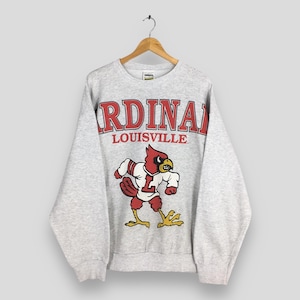 Bluza Vintage Louisville Cardinals NCAA w kolorze szarym 2XLarge Louisville Cardinals z nadrukowanym logo Sweter z okrągłym dekoltem Louisville University Rozmiar 2XL