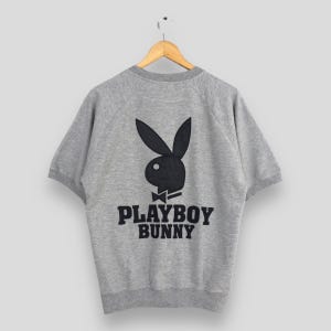 Vintage 90s Playboy Bunny Sweatshirt Large Playboy Black Bunny Jumper Playboy Embroidery Logo Pullover Playboy Short Sleeve Sweater Size L